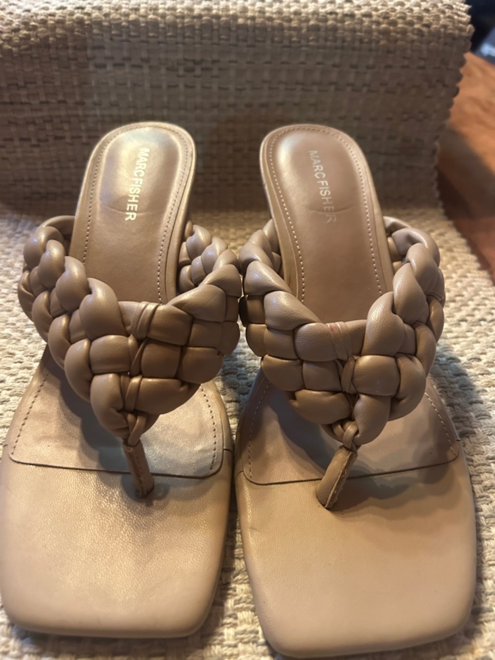 Braided Strap Heeled Sandals in Taupe